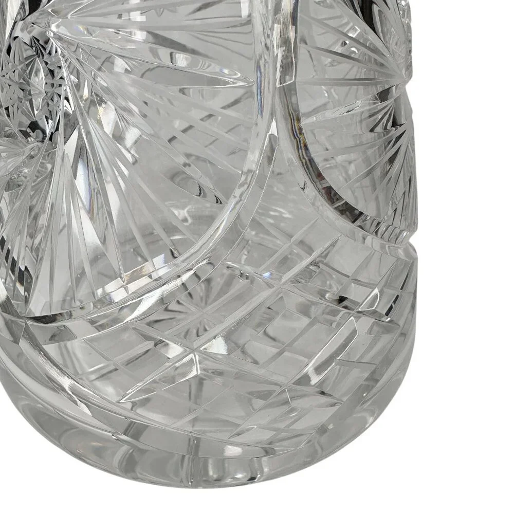 Decanter Crystal Cut Glass European MCM Starburst Diamond Pattern W/ Stopper 13